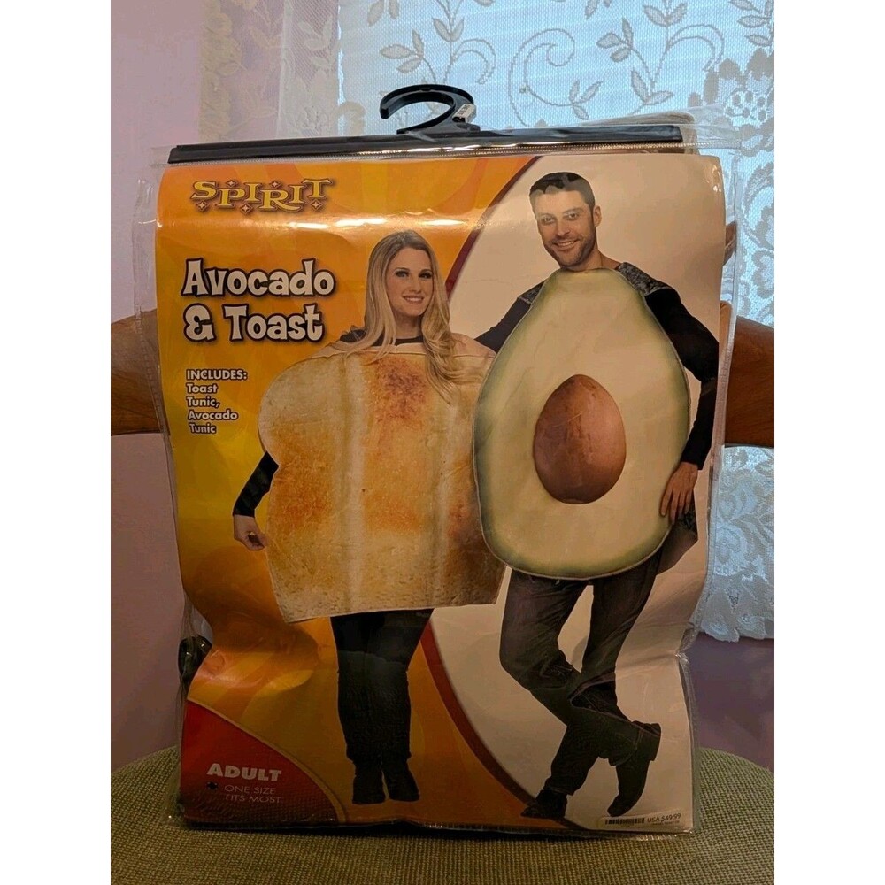 Avocado & Toast Halloween Adult Couples Costumes 2 Piece Pullovers Onesize EUC